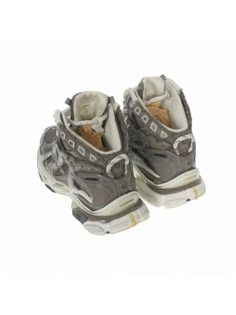 Balenciaga Runner High Top Cut Sneakers 42 Gray White